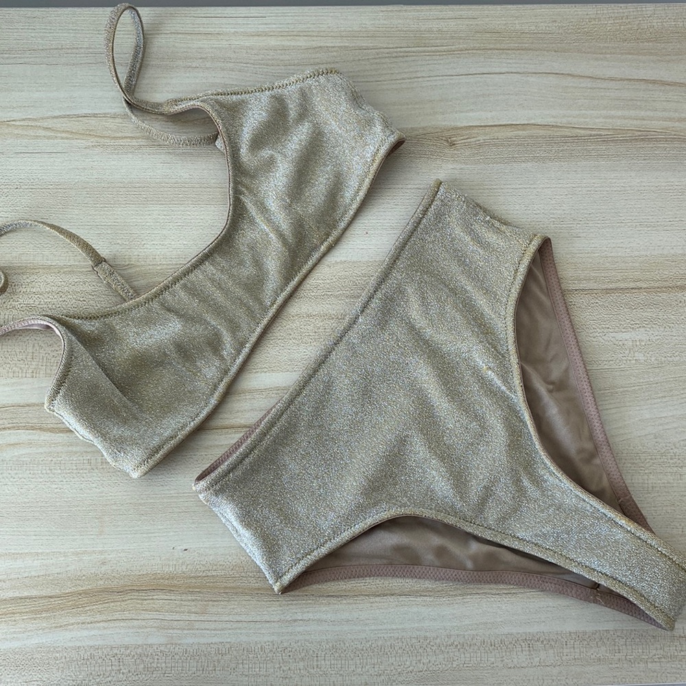 TRIANGL glitter gold bikini set